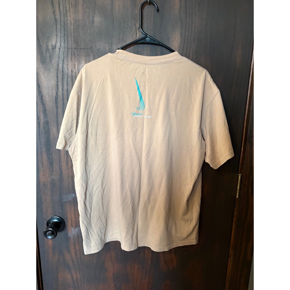 Nike Sportswear Mens Tan Graphic T-Shirt Standard Blueprint Teal Swoosh Medium - Picture 3 of 5